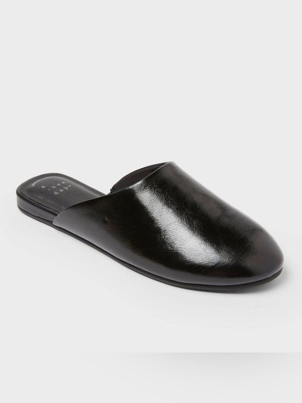 A New Day Leather Slip-On Mules - Black, Size 8